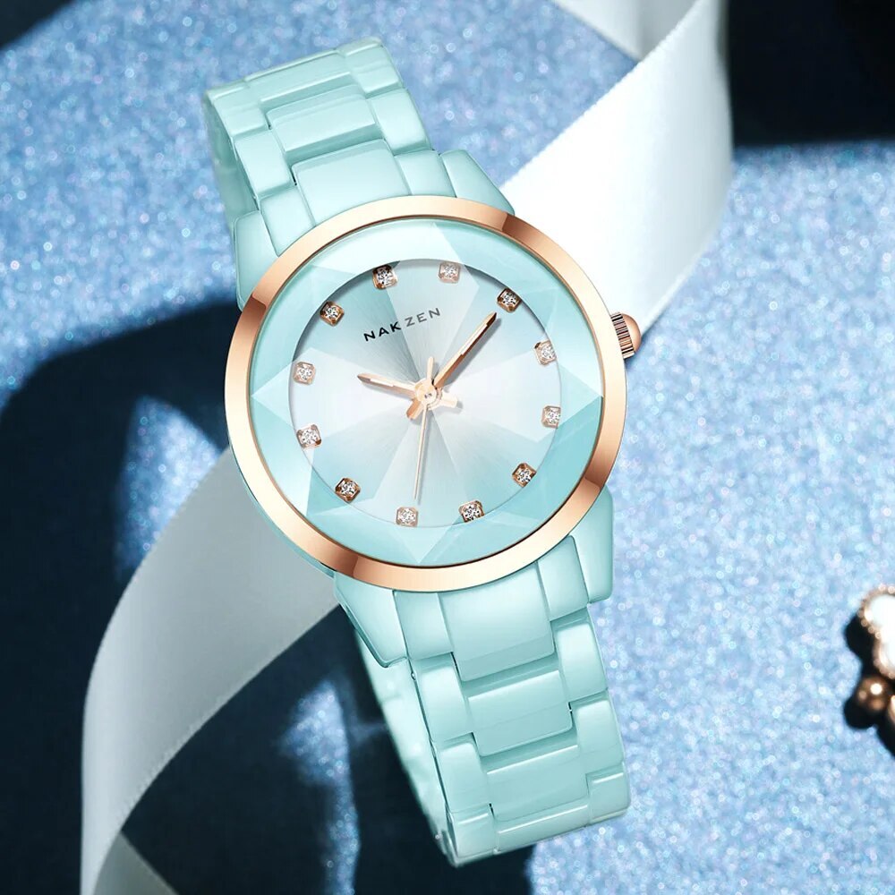 NAKZEN Women Watches Reloj Mujer Fashion Casual Ladies Bracelet Colorful Ceramic Watch Top Brand Luxury Dress Female Clock-0