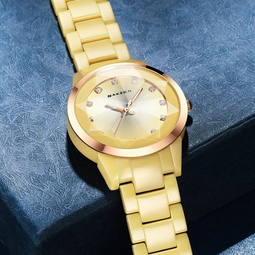 NAKZEN Women Watches Reloj Mujer Fashion Casual Ladies Bracelet Colorful Ceramic Watch Top Brand Luxury Dress Female Clock-3