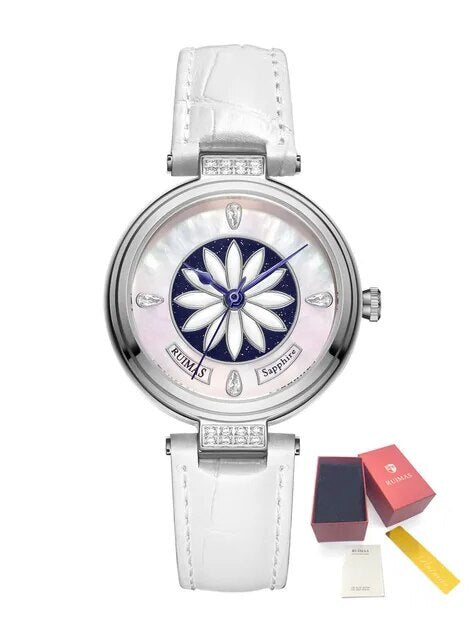 RUIMAS Women's Watch Automatic Mechanical Watches Sapphire Ladies Clock Top Brand Luxury Fashion Female Wristwatch Leather 6776-14