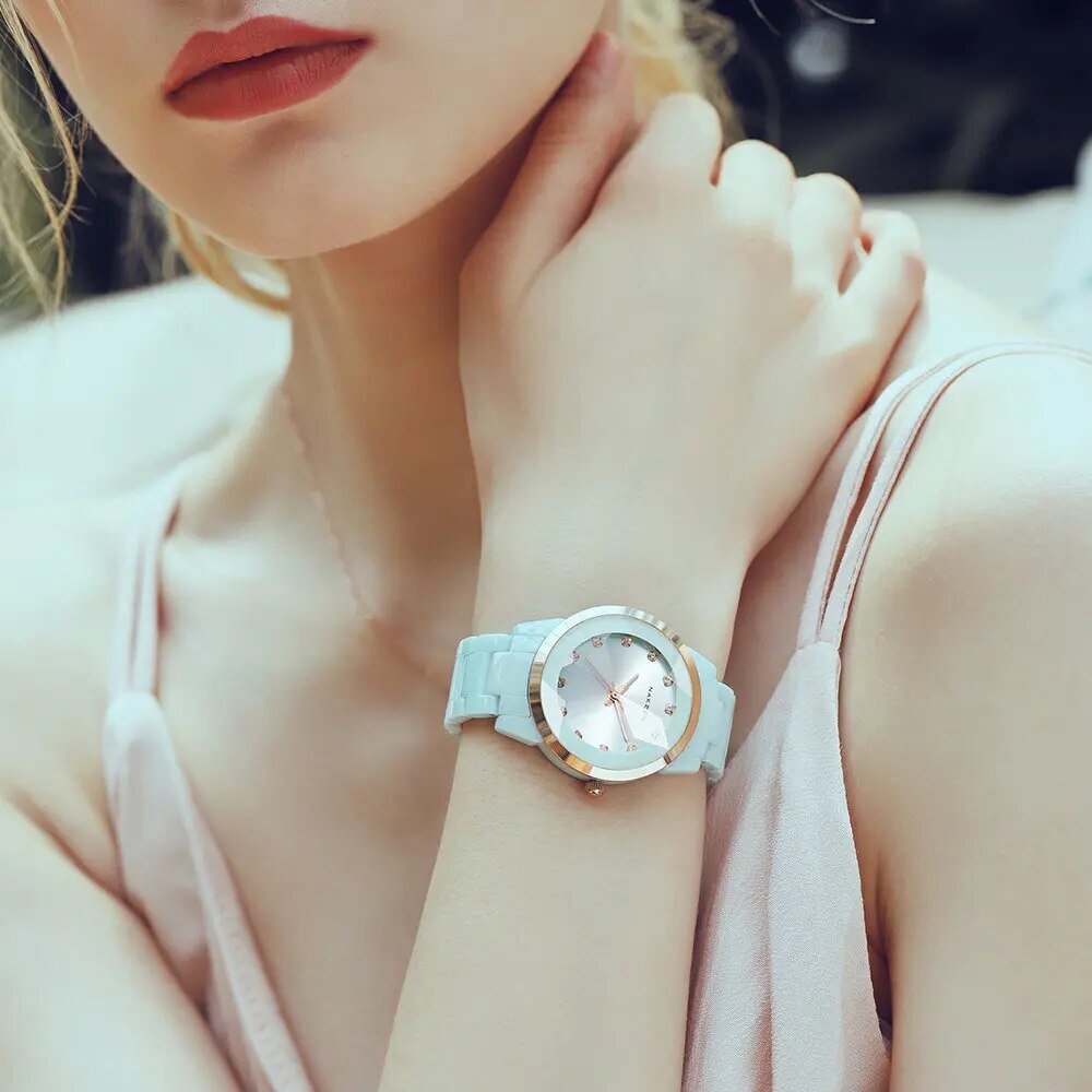 NAKZEN Women Watches Reloj Mujer Fashion Casual Ladies Bracelet Colorful Ceramic Watch Top Brand Luxury Dress Female Clock-4