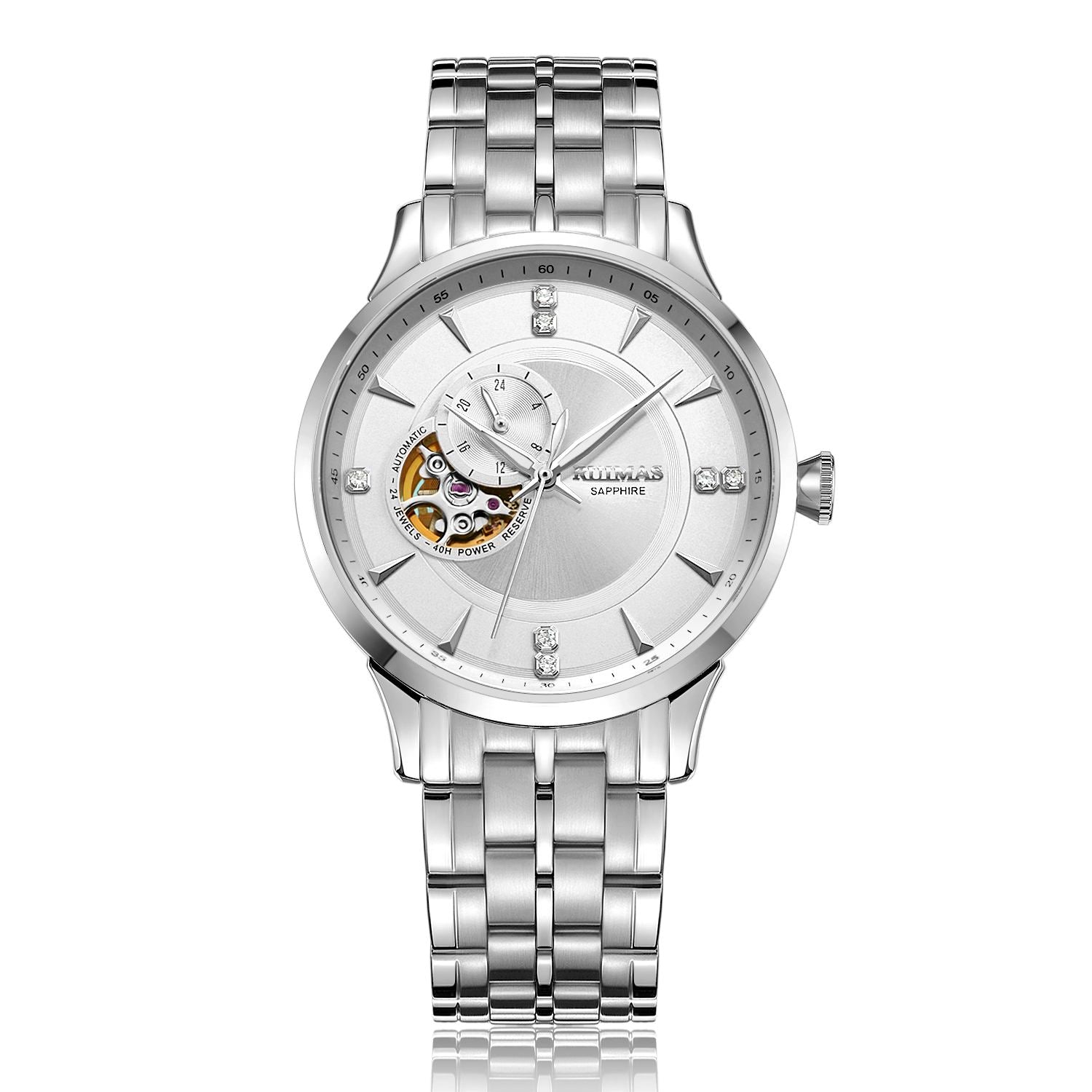 RUIMAS Gold Men Watch Luxury Stainless Steel Automatic Mechanical Watches Sapphire Glass Waterproof Wristwatch Relogio Masculino-9