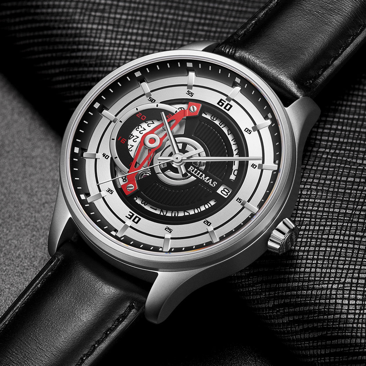RUIMAS Mens Watches Luxury Fashion Sports Wristwatch Leather Strap Men's Army Military Watch Automatic Mechanical Man Clock 6786-6